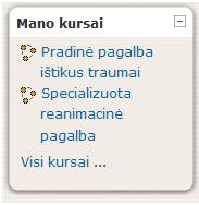 Kursų sąrašas kuriuose dalyvaujate